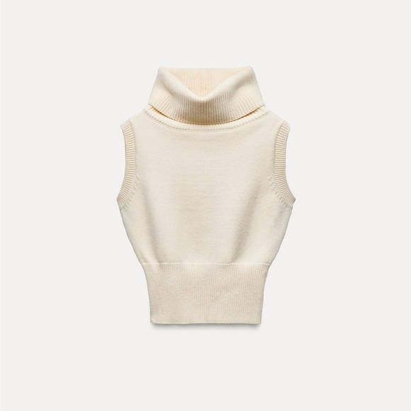 ZARA HIGH COLLAR KNIT VEST TOP - Picture 2 of 5